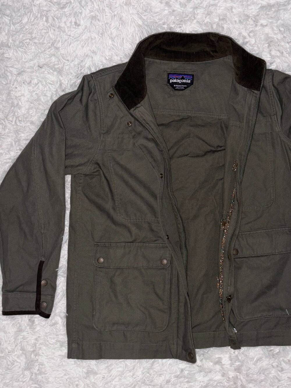 Patagonia 100% Cotton Women's Maple Grove Canvas Work Jacket Army Olive Green M